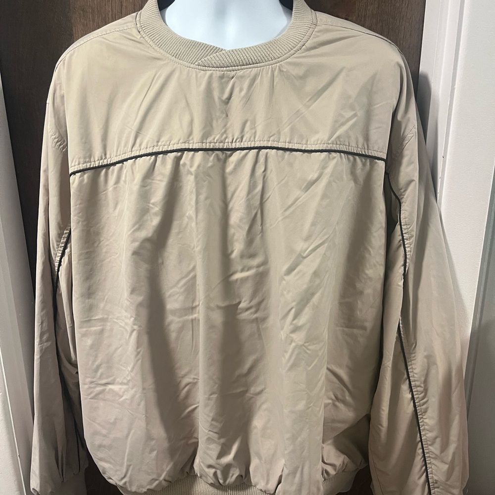 Wedge Golf Reversible Pullover Golf Windbreaker Rain Jacket Tan / Navy Men's XL